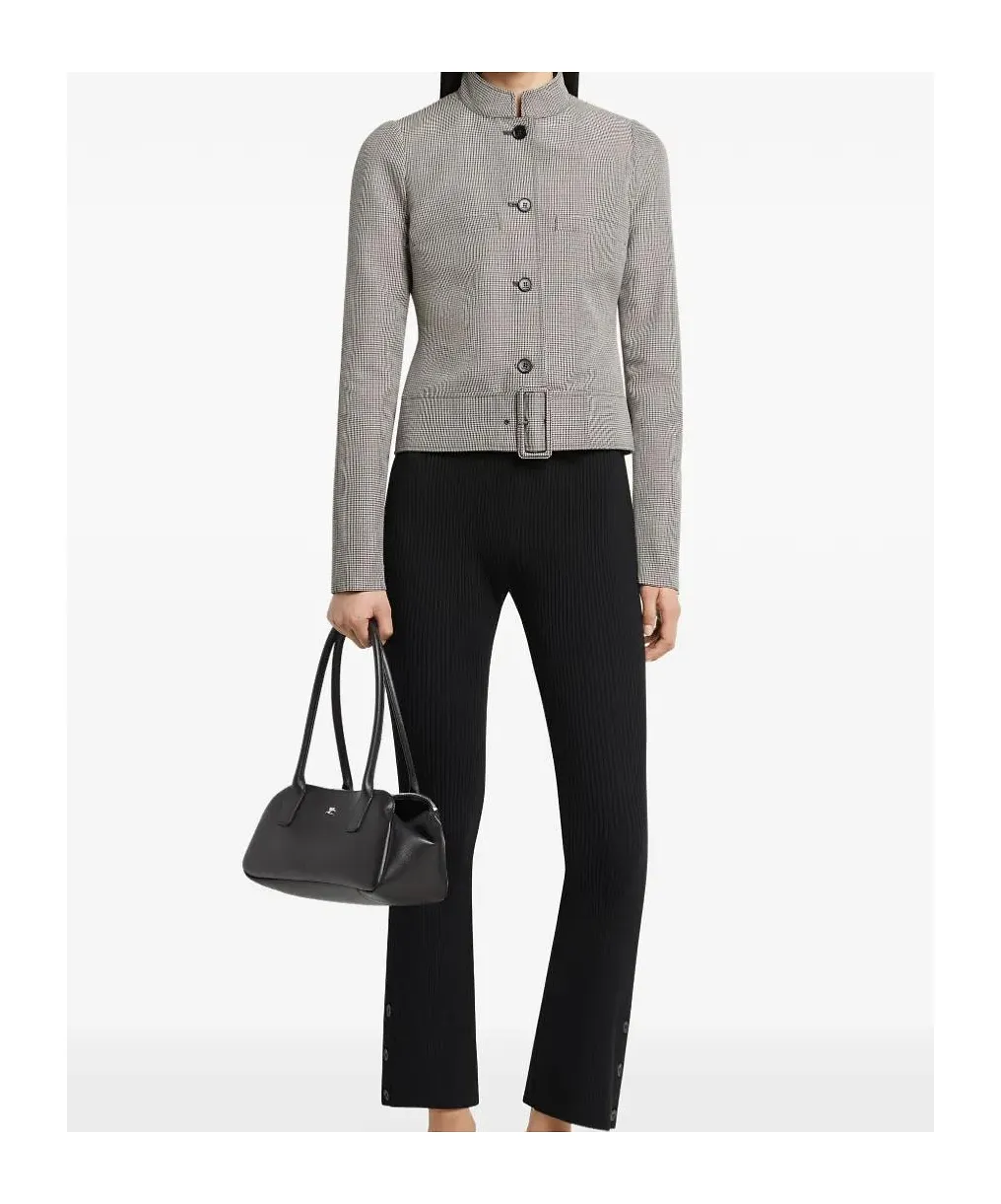 Buckle Houndstooth-Pattern Jacket