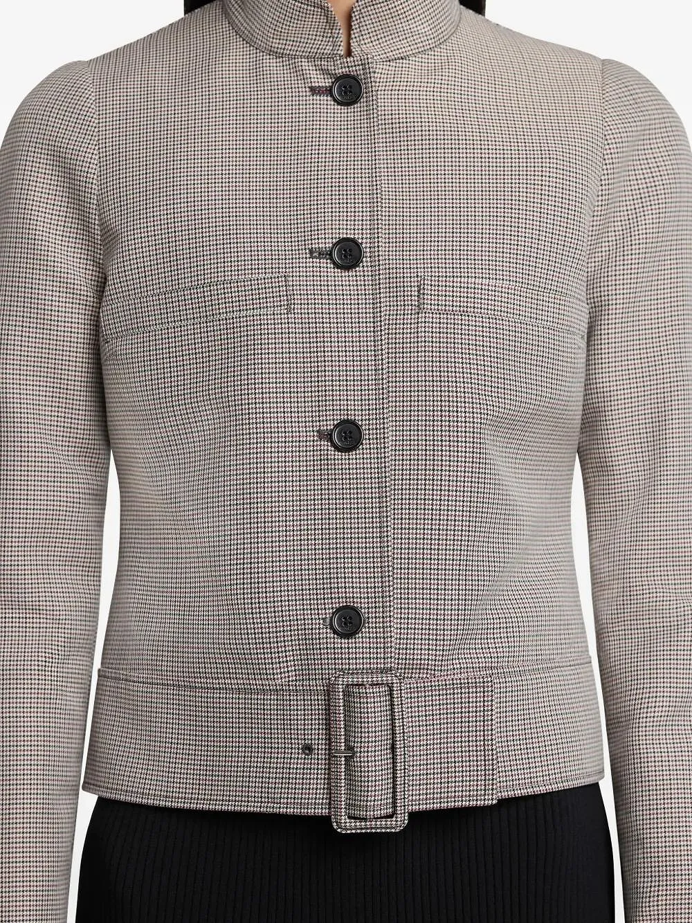 Buckle Houndstooth-Pattern Jacket