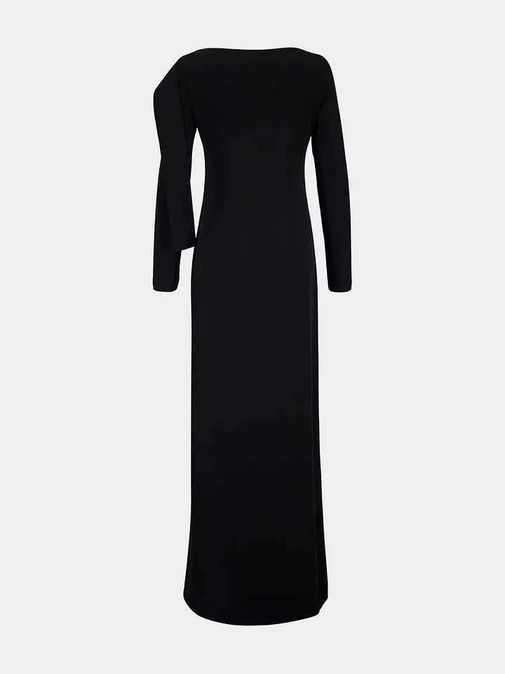 Buckled Long-Sleeve Maxi Dress