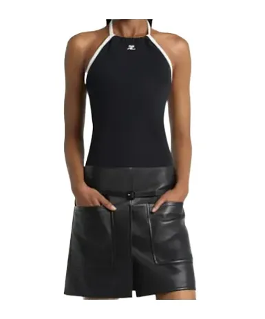 CourrÈGes Contrast Tie-Back Tank Top