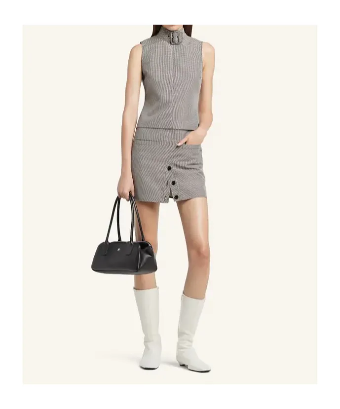 CourrÈGes Houndstooth Buttoned Mini Skirt