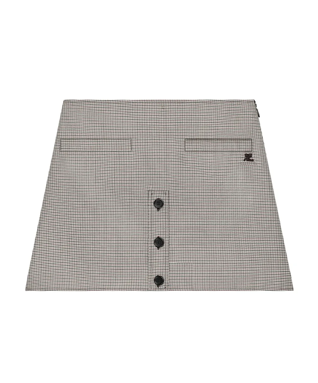 CourrÈGes Houndstooth Buttoned Mini Skirt