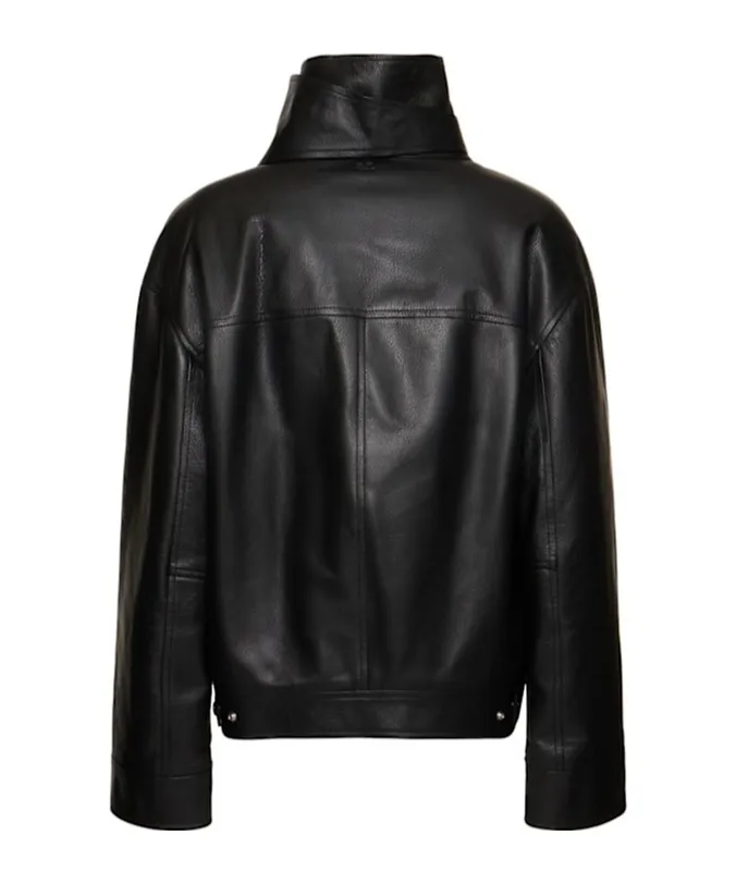 Long-Sleeved Leather Jacket
