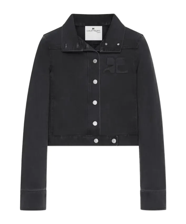 CourrÈGes Cropped Logo Denim Jacket