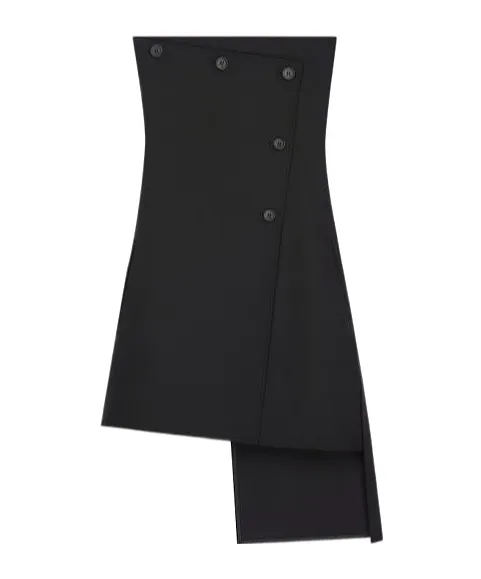 Strapless Button-Fastening Mini Dress