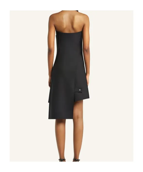 Strapless Button-Fastening Mini Dress