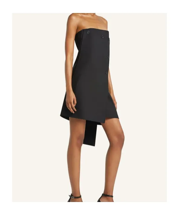 Strapless Button-Fastening Mini Dress