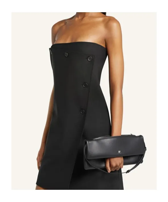 Strapless Button-Fastening Mini Dress