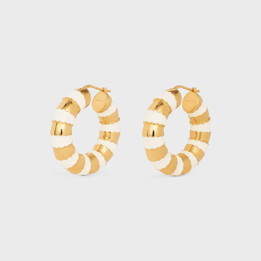 Frosted Hoops In Enamel And Brass With Gold Finish