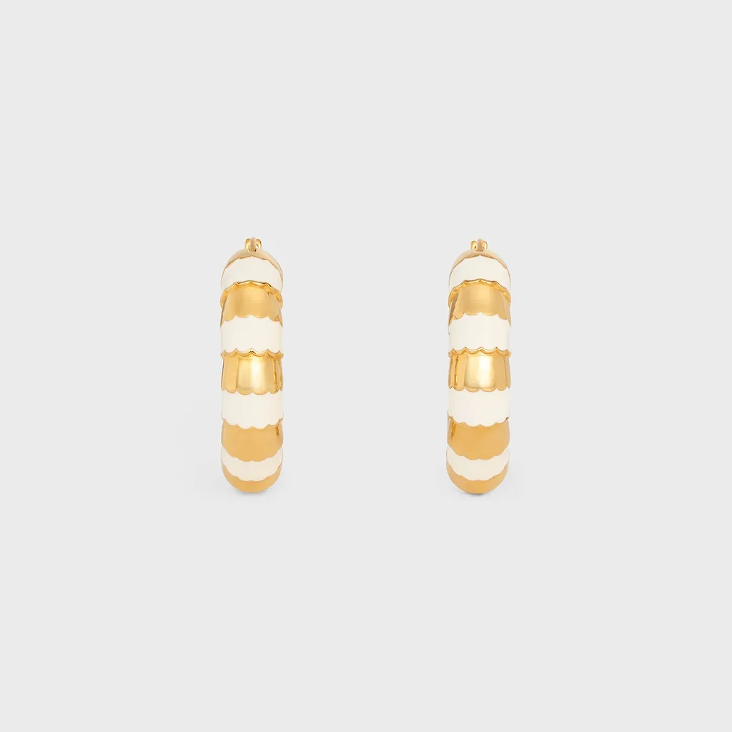 Frosted Hoops In Enamel And Brass With Gold Finish