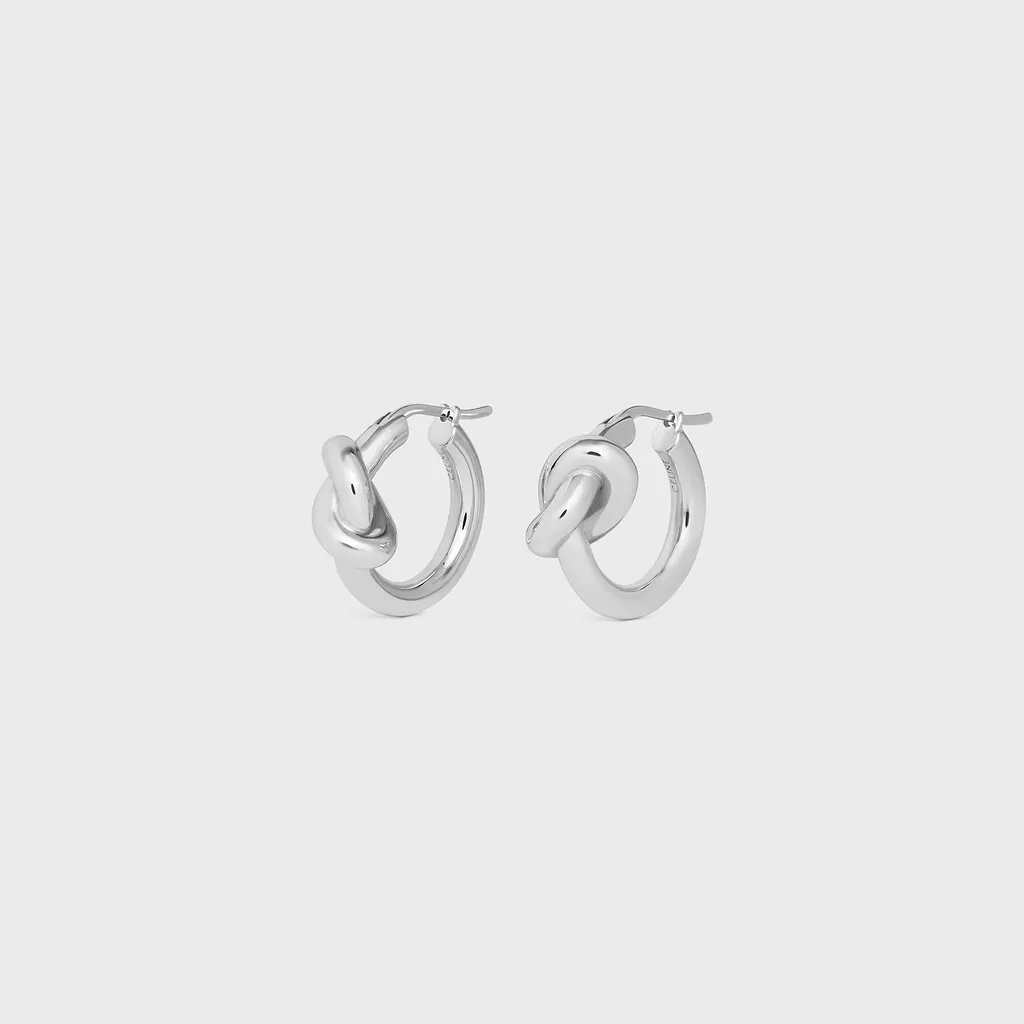 Knot Hoops In Brass With Rhodium Finish