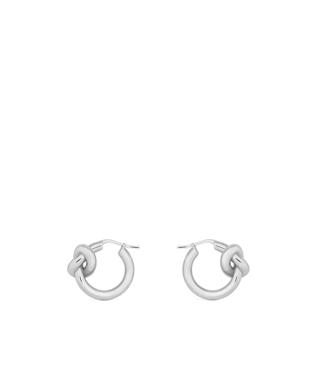 Knot Hoops In Brass With Rhodium Finish
