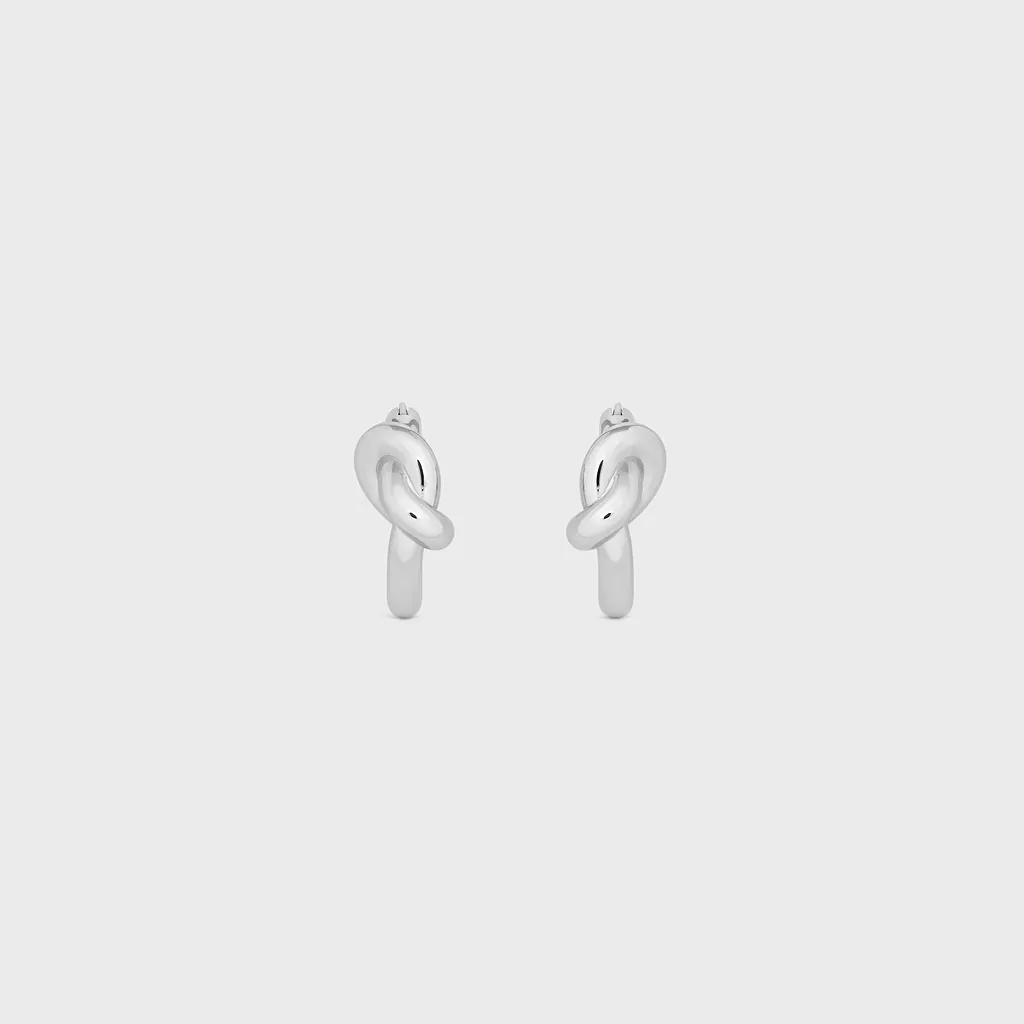 Knot Hoops In Brass With Rhodium Finish