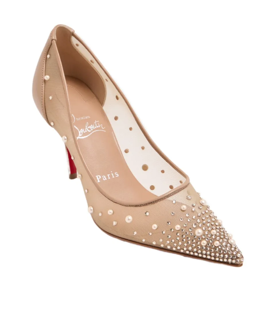 Christian Louboutin Embellished Transparent Heeled Pumps