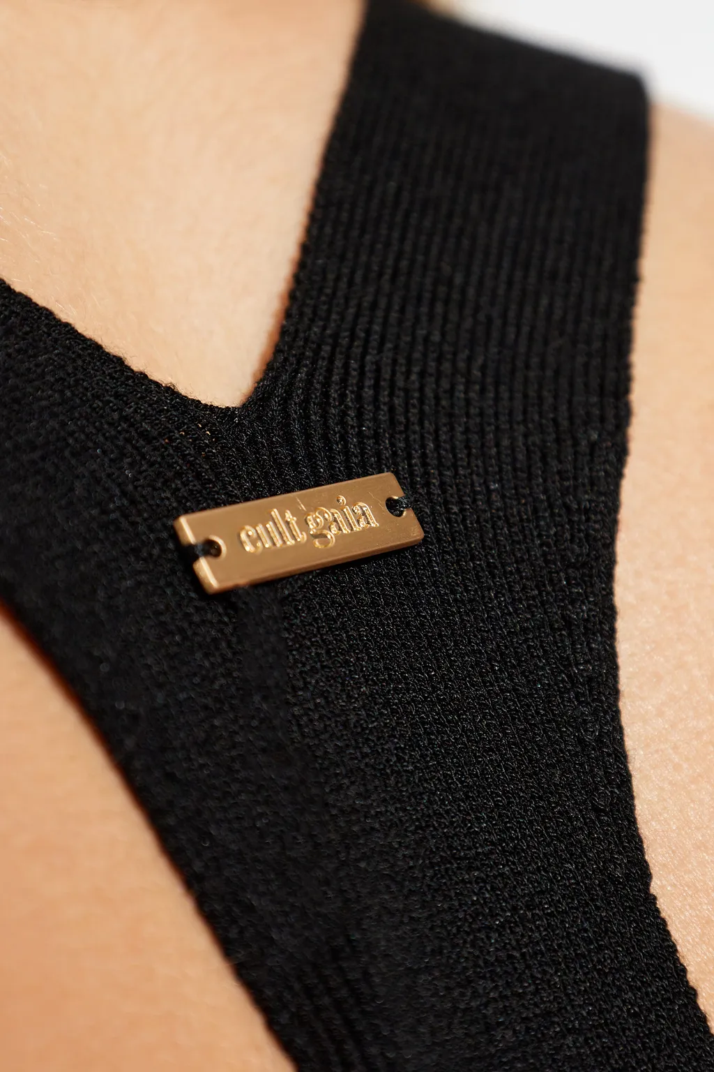 Cult Gaia Crawford Logo Plaque Knitted Top