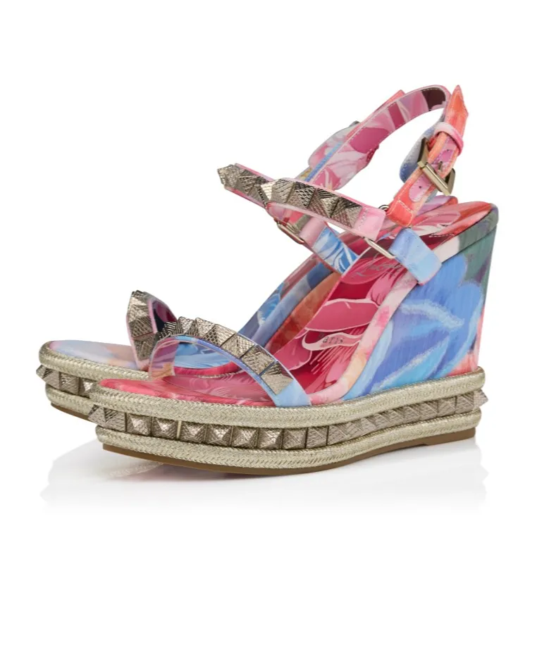 Christian Louboutin Studded Wedge Heeled Sandals