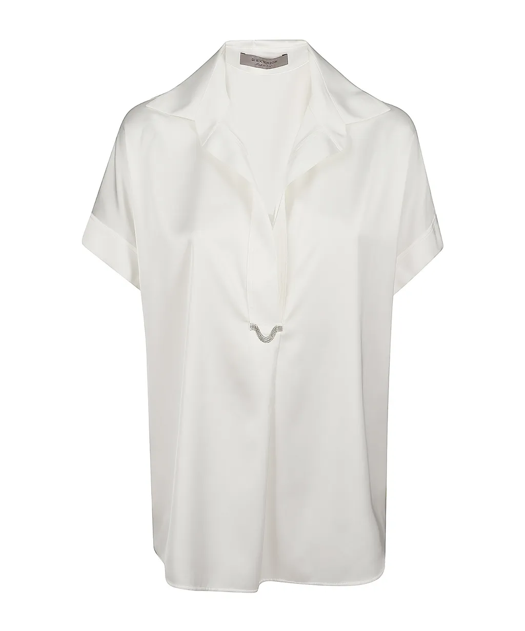 Short-Sleeved Collared Blouse