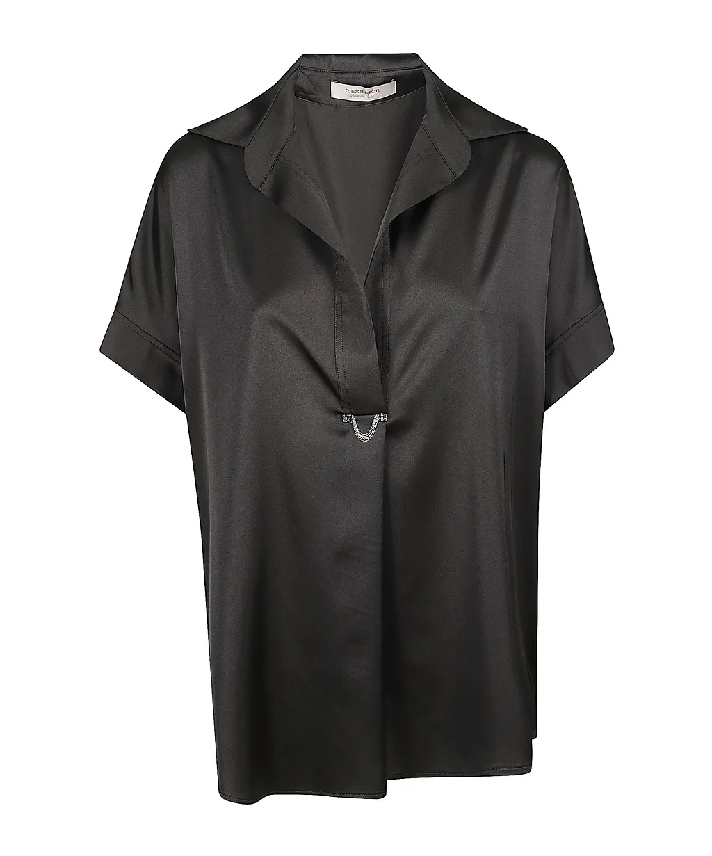 Short-Sleeved Collared Blouse