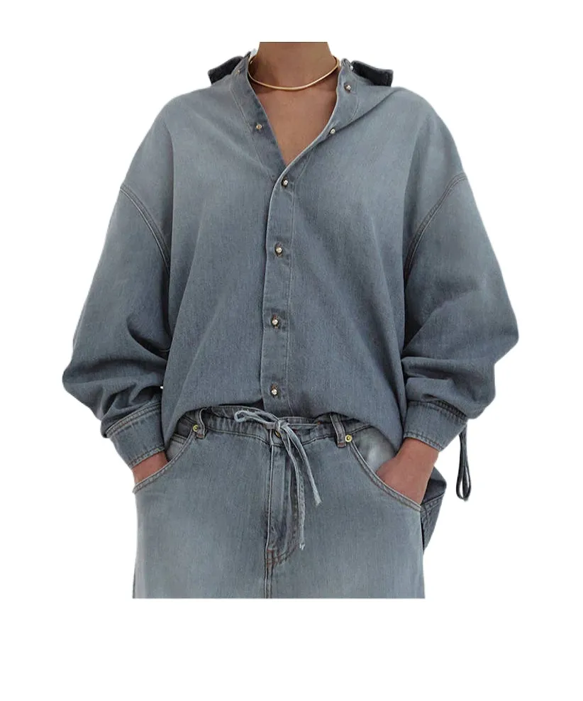 Darkpark Tencel Denim Rouche Shirt