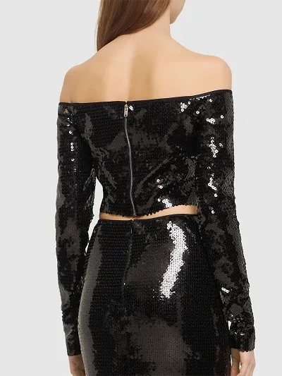 Strapless Sequined Blouse
