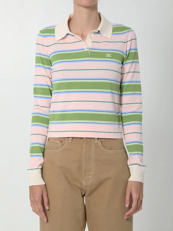 Polo Sweater In Striped Cotton