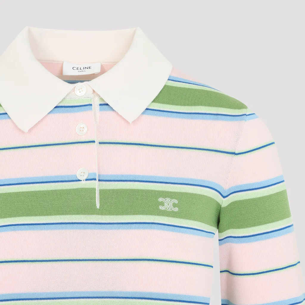 Polo Sweater In Striped Cotton