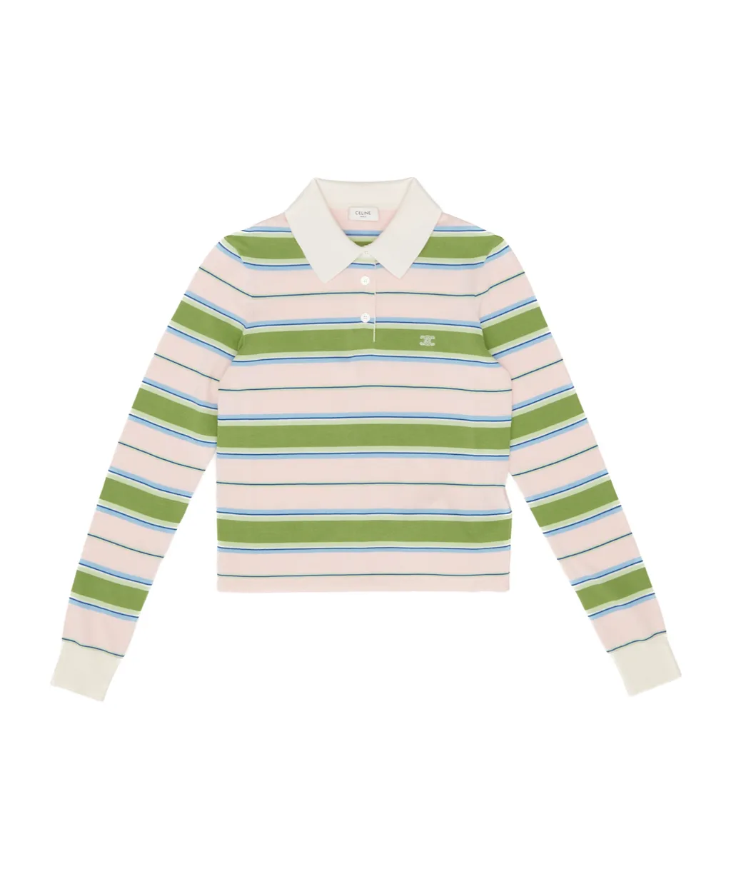 Polo Sweater In Striped Cotton