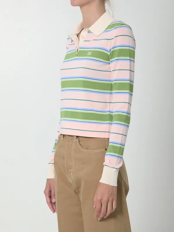 Polo Sweater In Striped Cotton