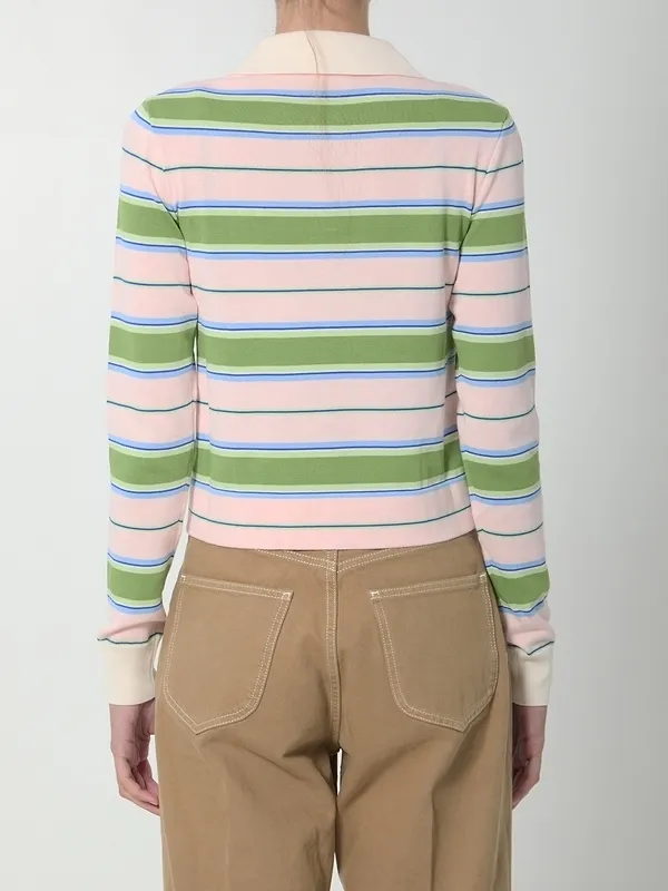 Polo Sweater In Striped Cotton