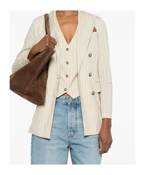 Striped Double-Breasted Blazer