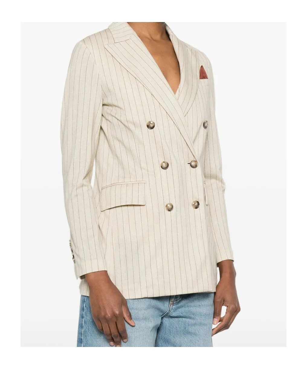 Striped Double-Breasted Blazer
