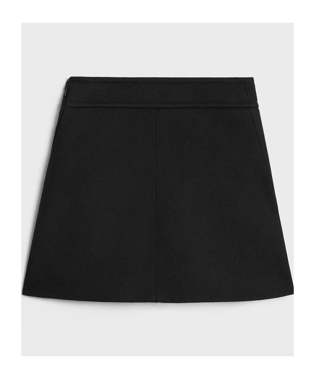 Trapeze Mini Skirt In Double Faced Wool Twill