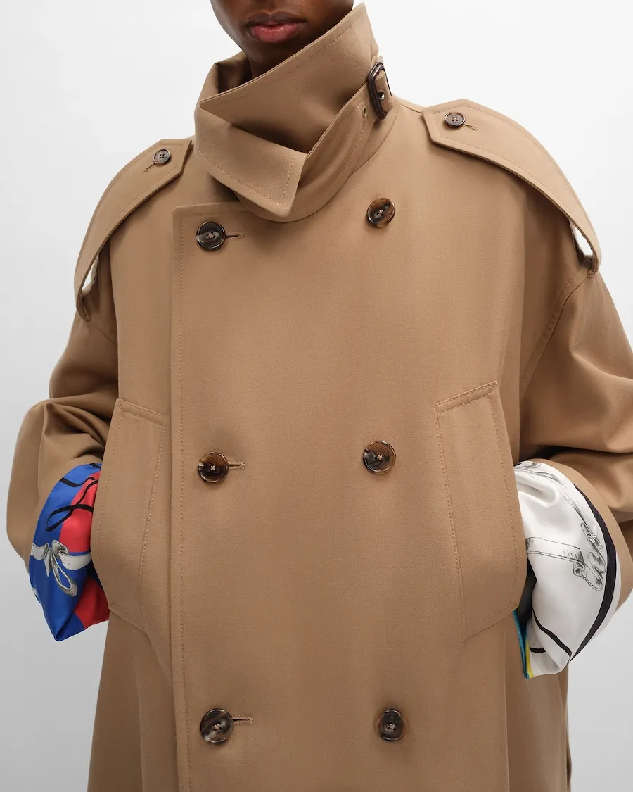 Trench Coat In Cotton And Wool Gabardine