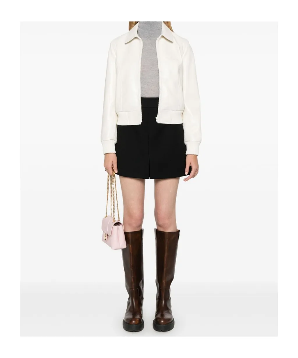 Trapeze Mini Skirt In Double Faced Wool Twill