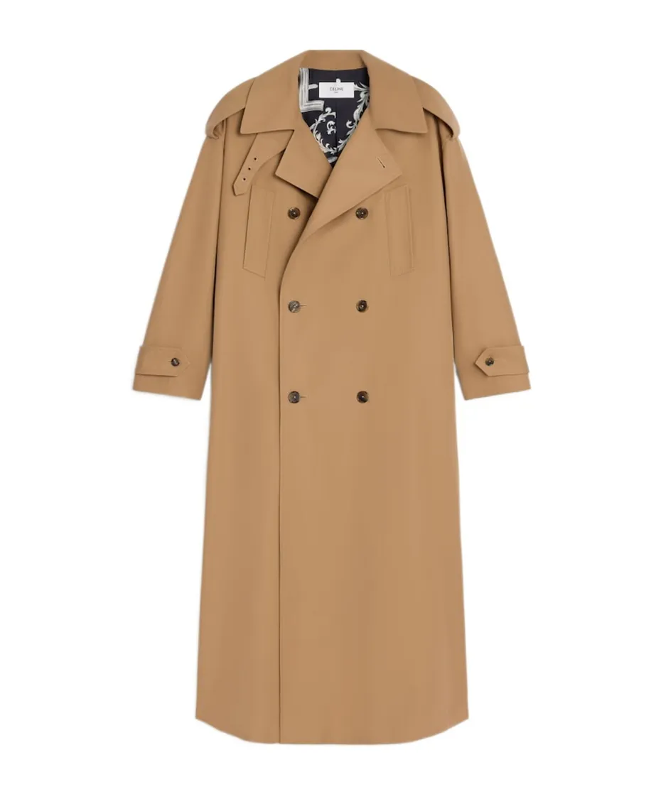 Trench Coat In Cotton And Wool Gabardine
