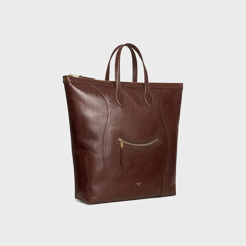 Vertical Cabas Smile Luggage In Shiny Calfskin