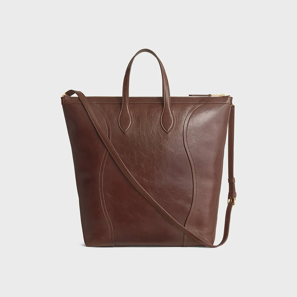 Vertical Cabas Smile Luggage In Shiny Calfskin