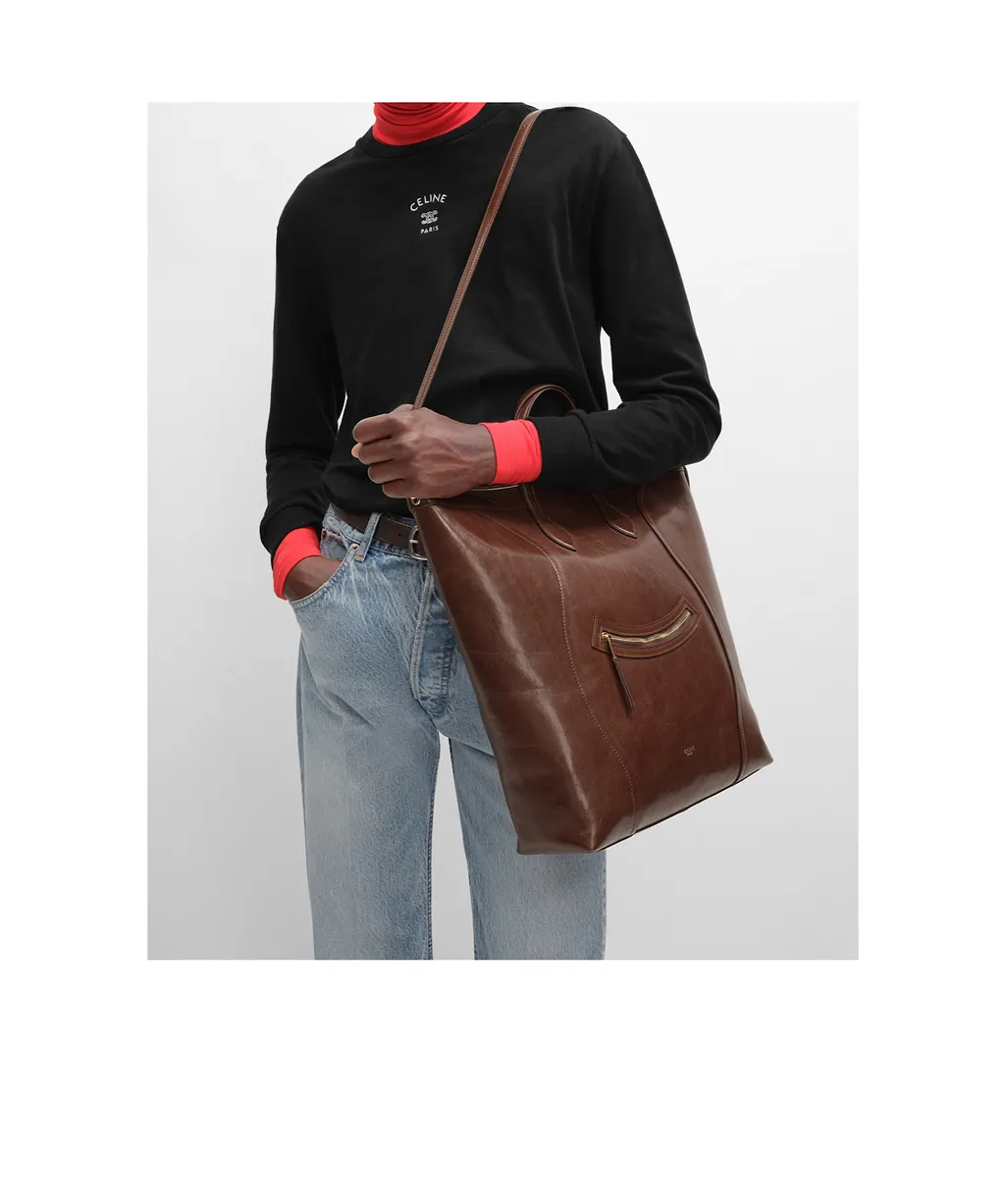 Vertical Cabas Smile Luggage In Shiny Calfskin