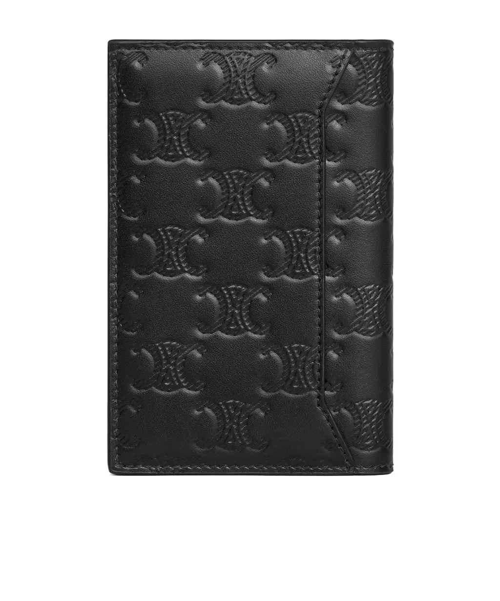 Vertical Card Holder In Calfskin With Triomphe Embossed