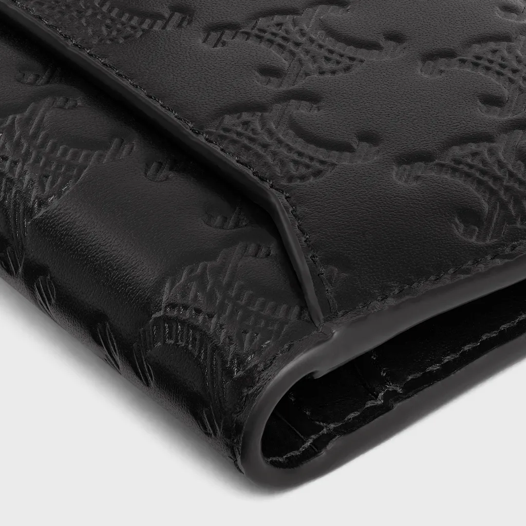 Vertical Card Holder In Calfskin With Triomphe Embossed
