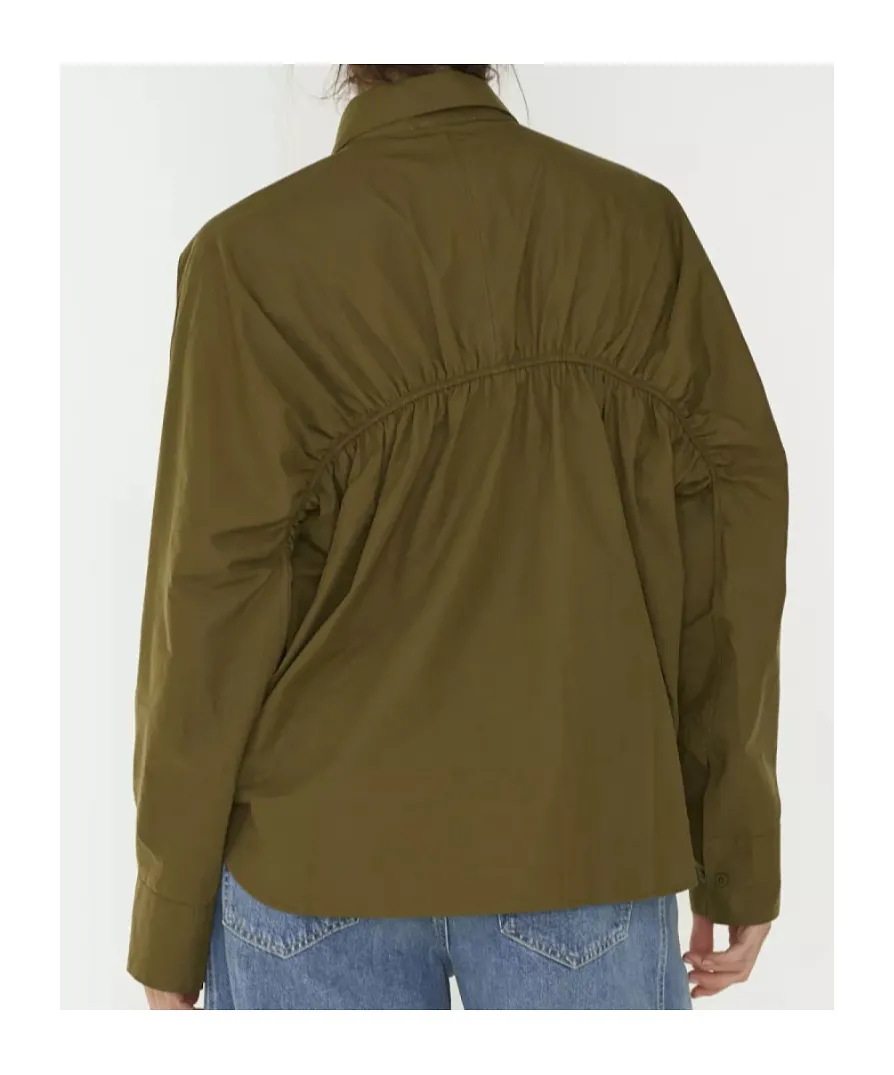 Closed Gathered-Back 3/4 Sleeve Shirt