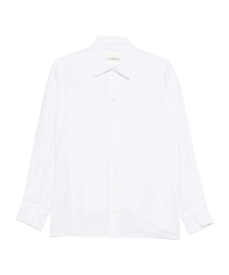 Closed Flared-Hem Long Sleeve Shirt