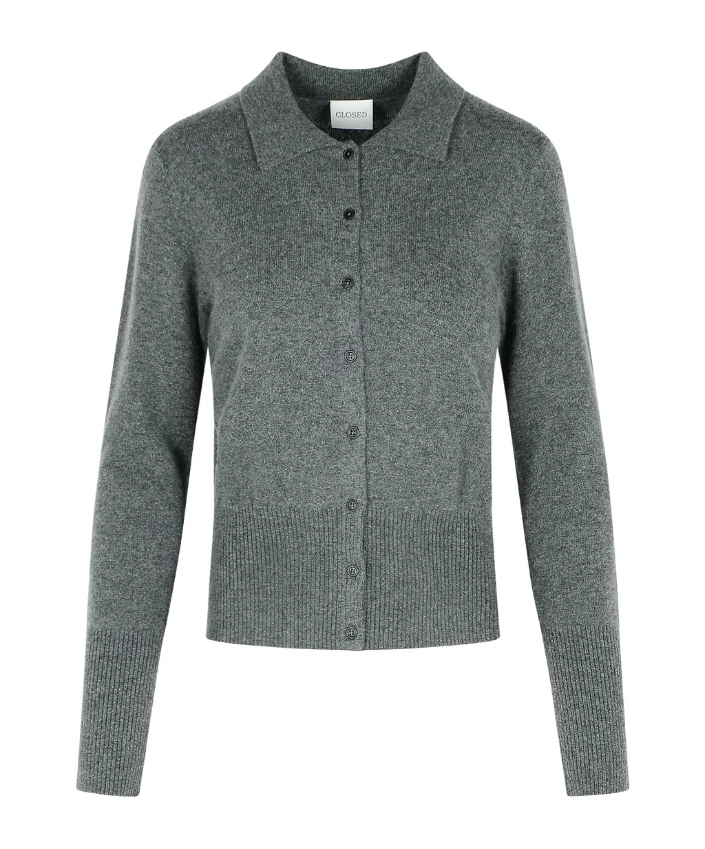 Closed Ribbed Button-Down Cardigan