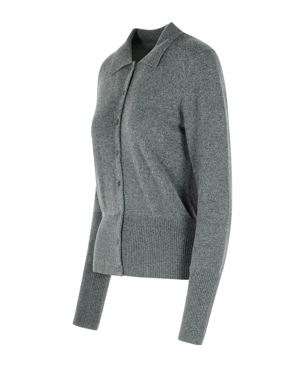 Closed Ribbed Button-Down Cardigan