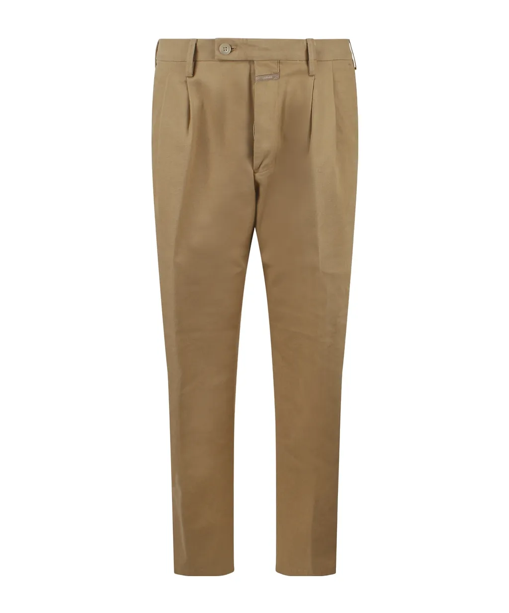 Pleated Stretch-Cotton Pants
