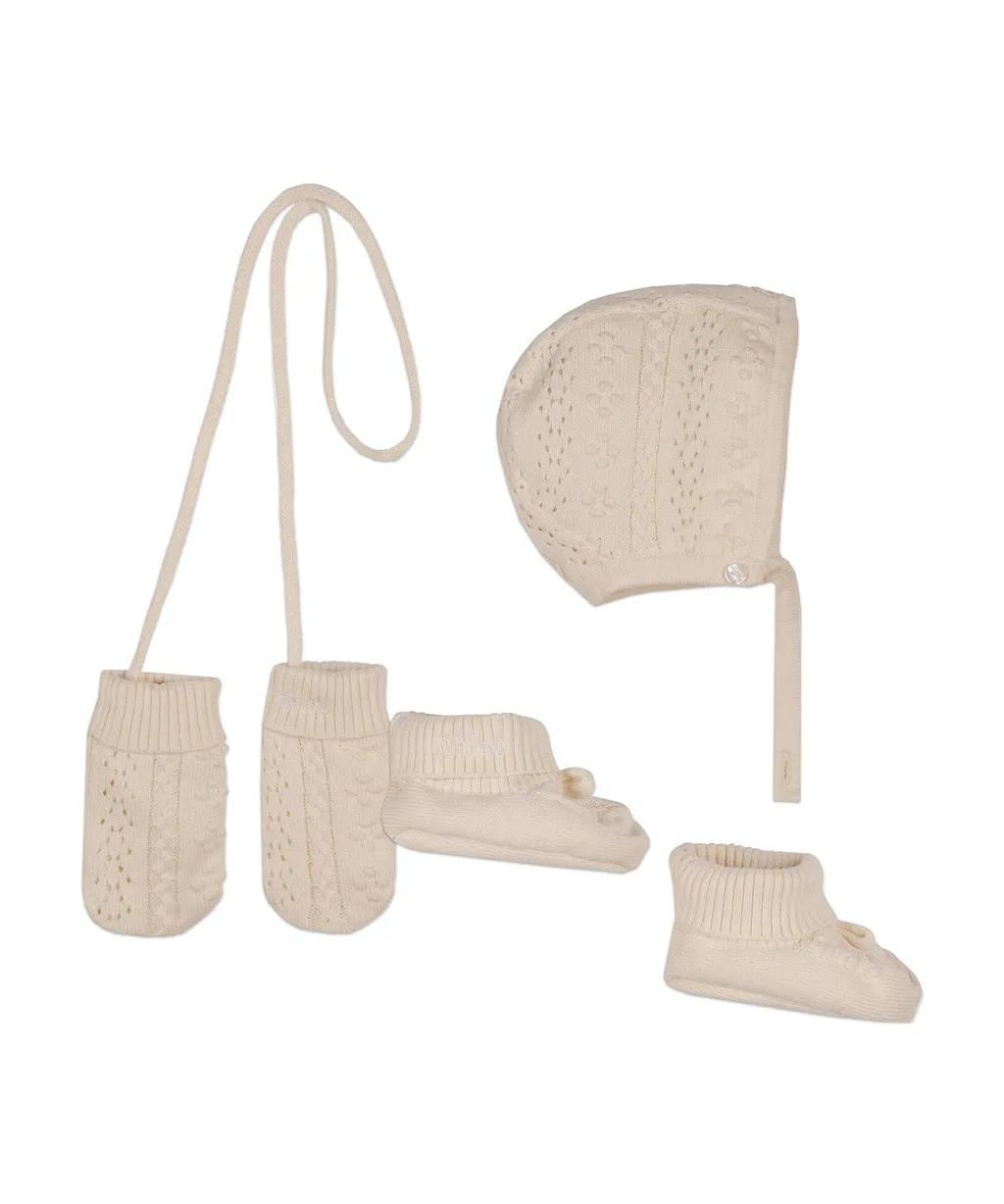 Bow Decorated Knitted Hat Set