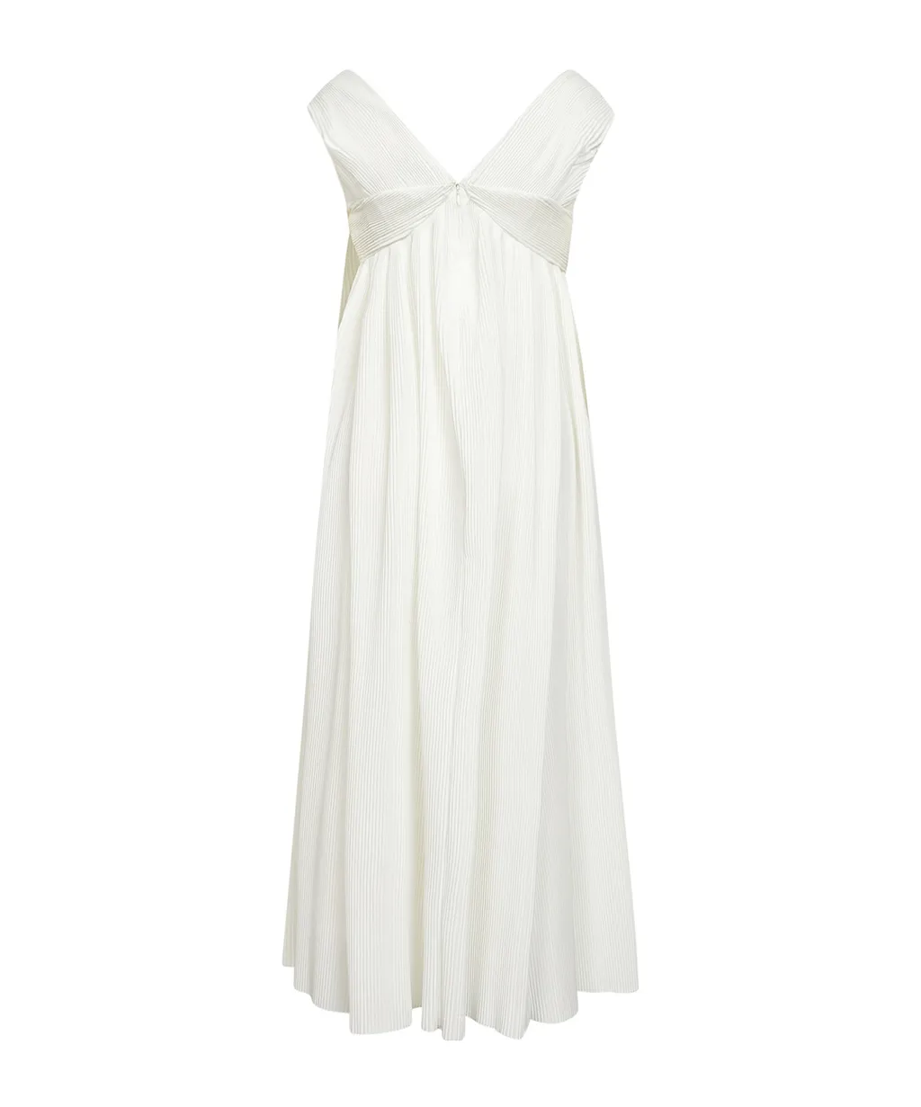 Pleated Bardot Maxi Dress