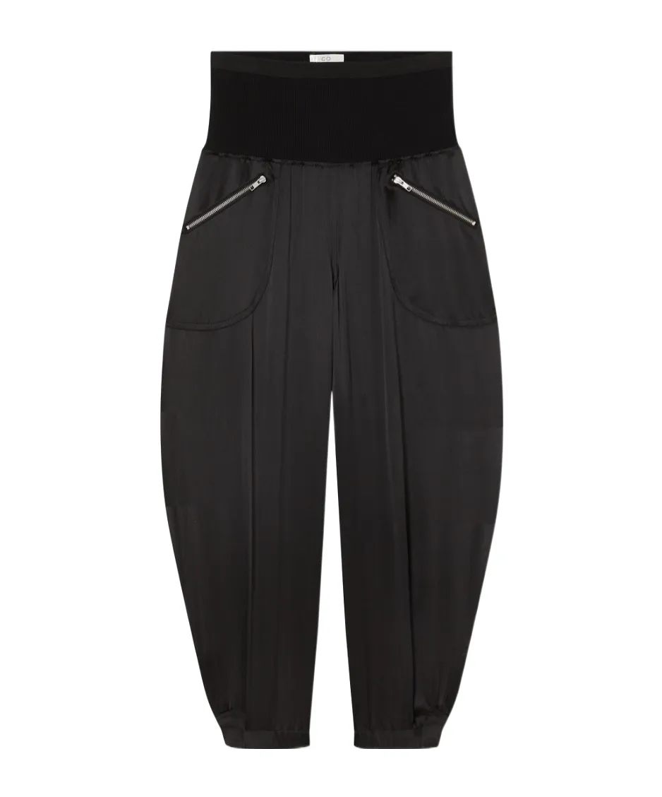 Ribbed Jogger In Silk Charmeuse