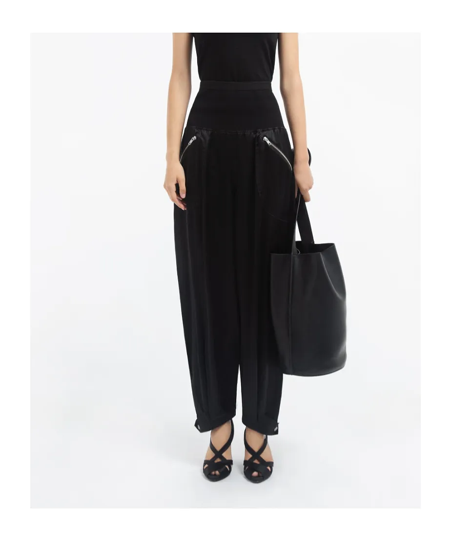 Ribbed Jogger In Silk Charmeuse