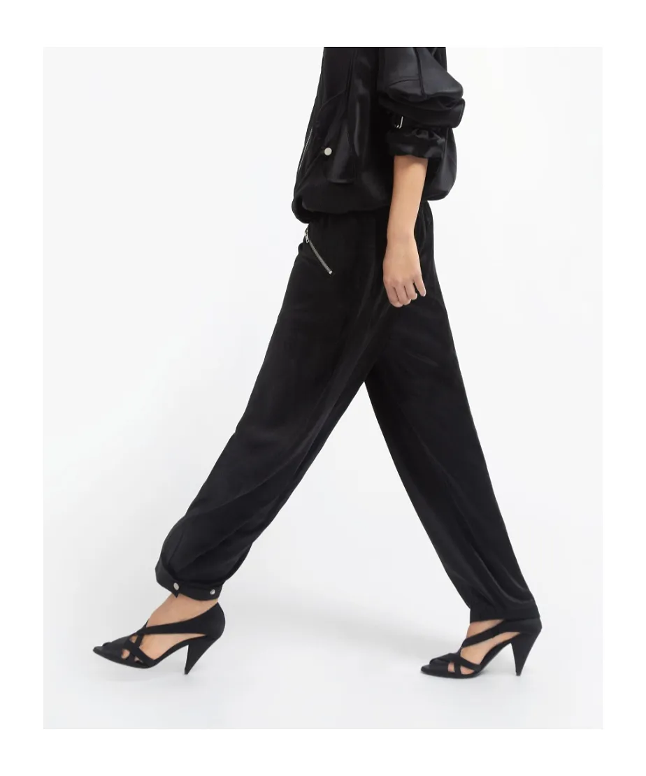 Ribbed Jogger In Silk Charmeuse